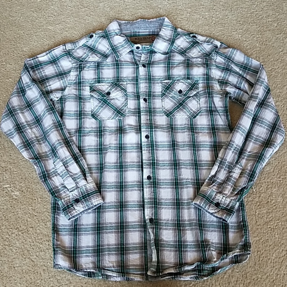 EUC Red Snap Button down plaid shirt for men
